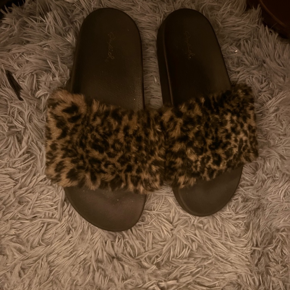 Nordstrom Leopard Print Faux Fur Sandals